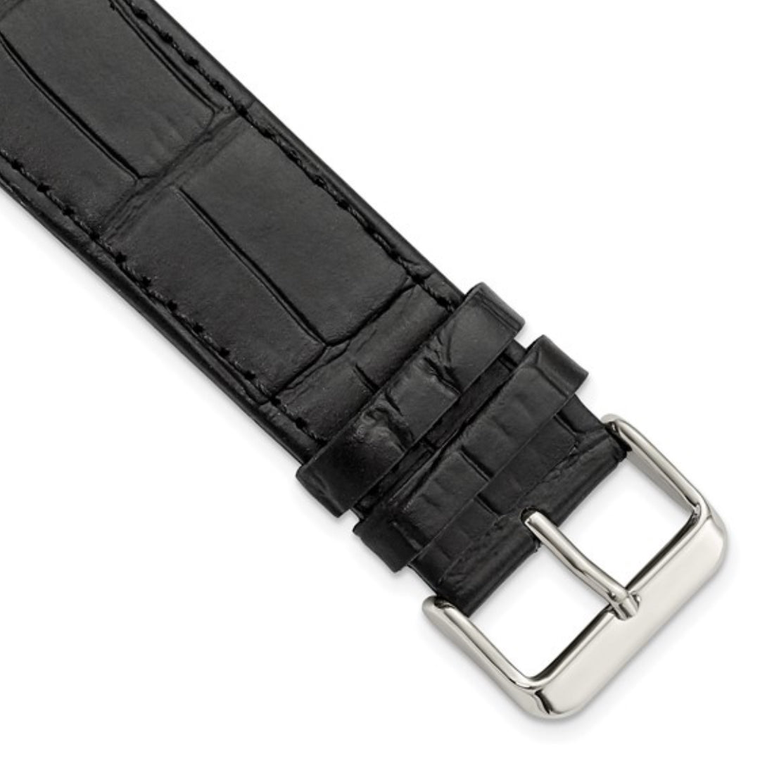 BLACK LEATHER - GILDEN APPLE SMART WATCH GATOR GRAIN CALFSKIN BAND 8.25”