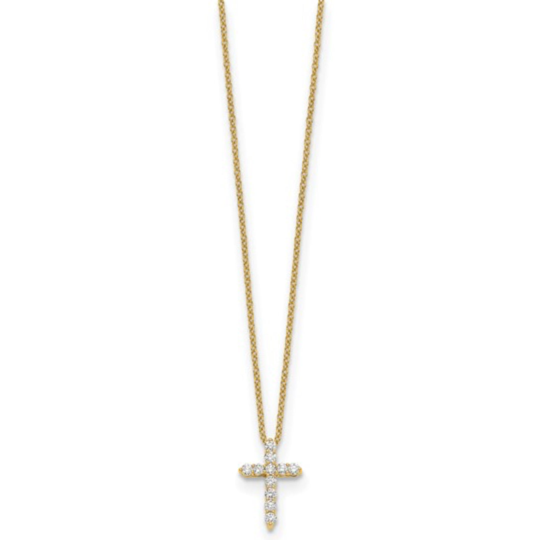 14K GOLD - LAB DIAMOND CROSS NECKLACE