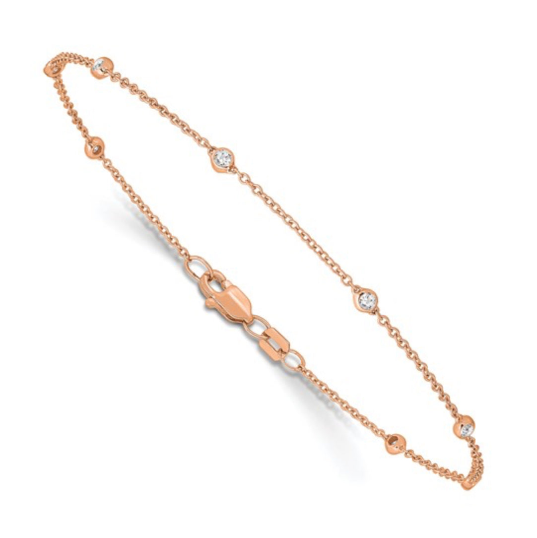 14K ROSE GOLD - LAB DIAMOND STATION ANKLET