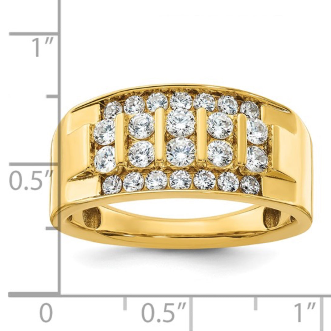 14K GOLD - POLISHED DIAMOND RING
