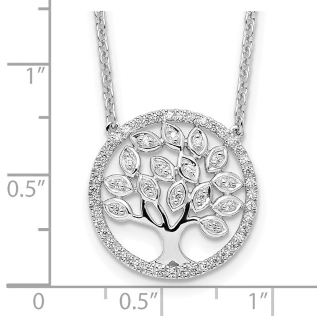 14K WHITE GOLD - LAB DIAMOND TREE OF LIFE NECKLACE