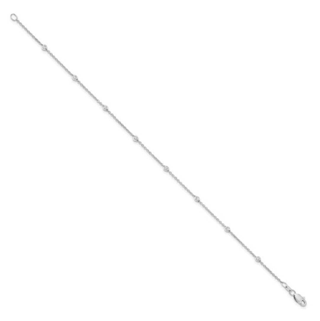 14K WHITE GOLD - LAB DIAMOND STATION ANKLET