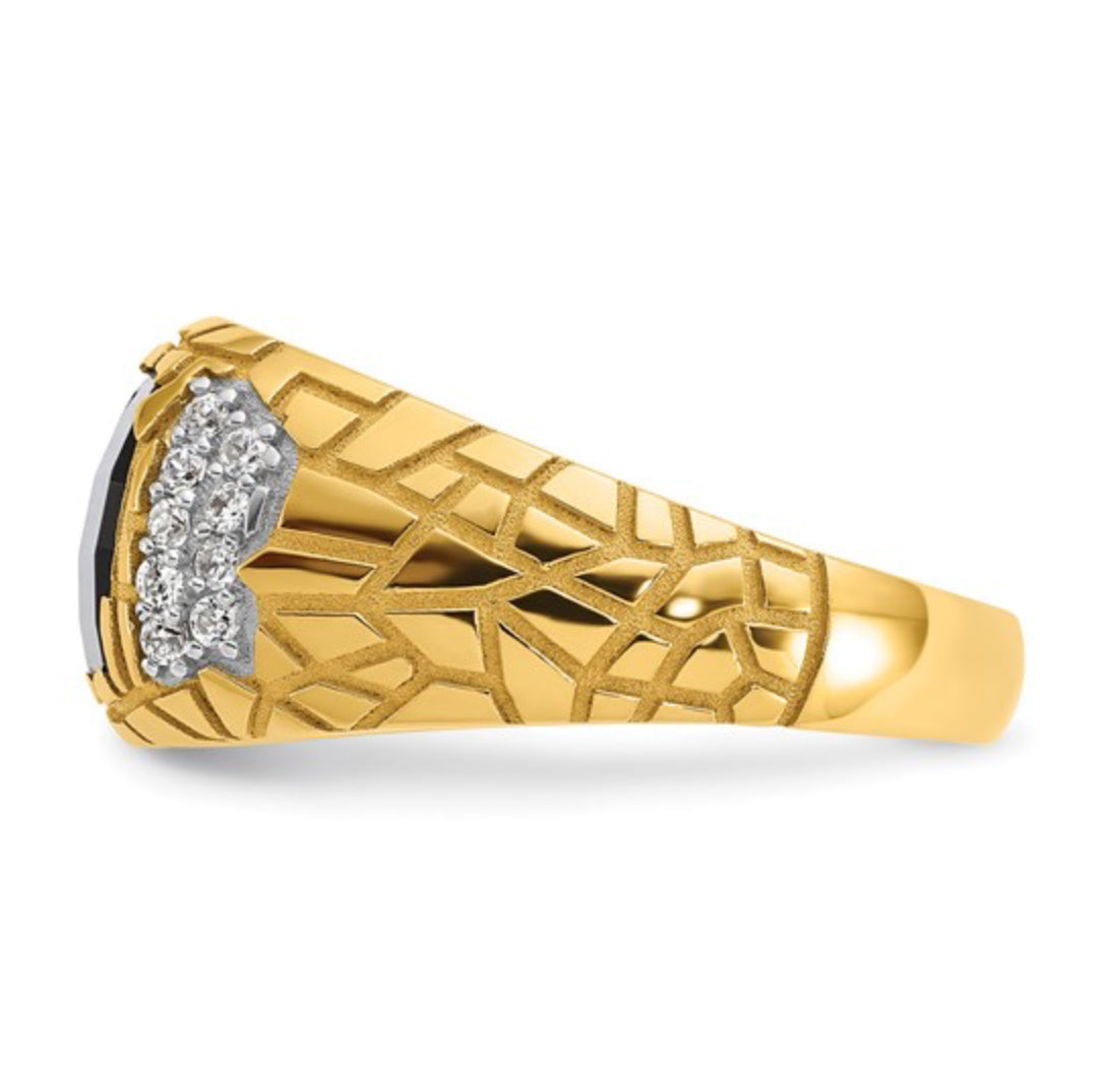 10K GOLD - TEXTURE POLISHED NUGGET ONYX RING