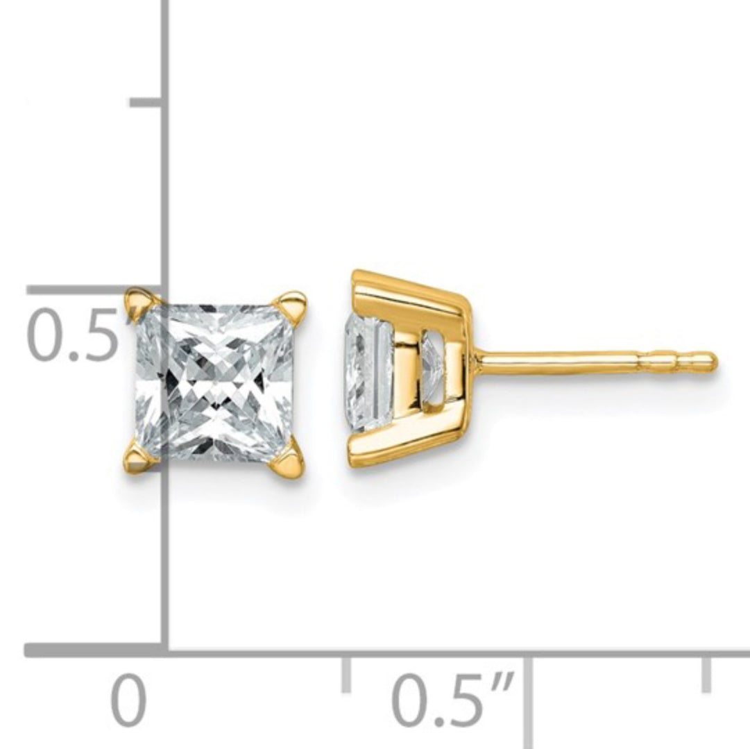 14K GOLD - LAB DIAMOND PRINCESS STUD EARRINGS