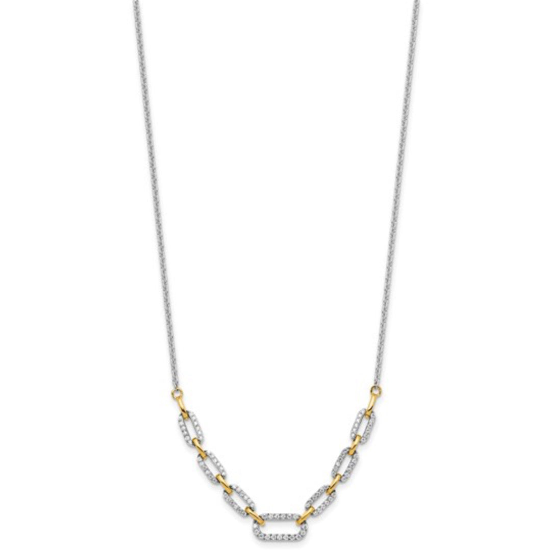 14K TWO-TONE GOLD - LAB DIAMOND FANCY LINK NECKLACE