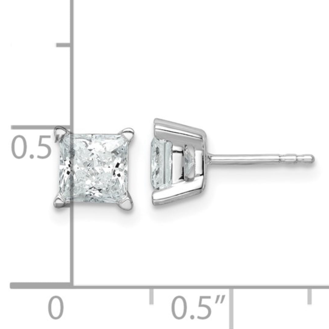 14K WHITE GOLD - LAB DIAMOND PRINCESS STUD EARRINGS