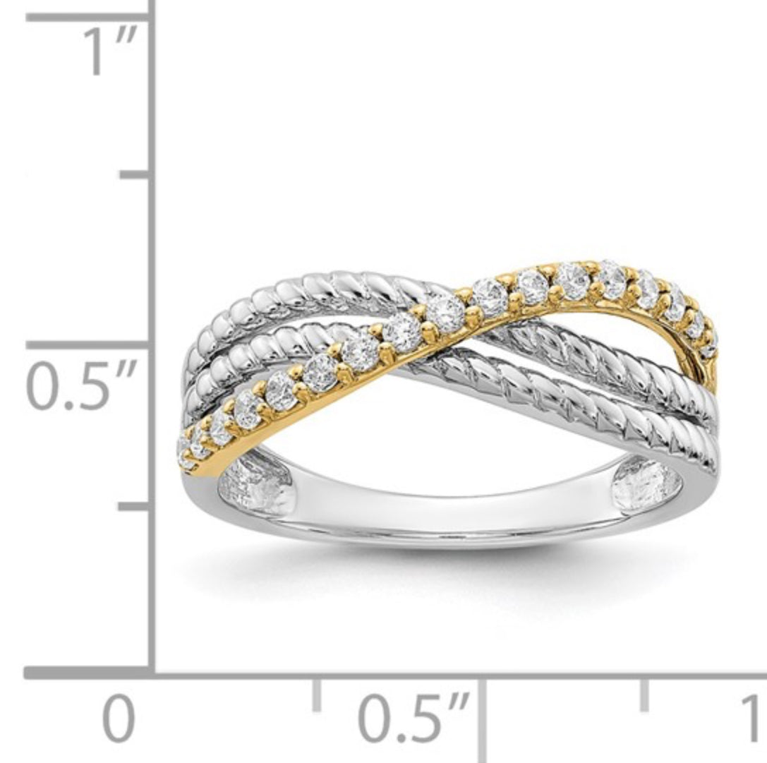 14K TWO-TONE GOLD - LAB DIAMOND FANCY RING