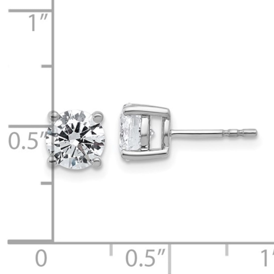 14K WHITE GOLD - LAB DIAMOND ROUND STUD EARRINGS
