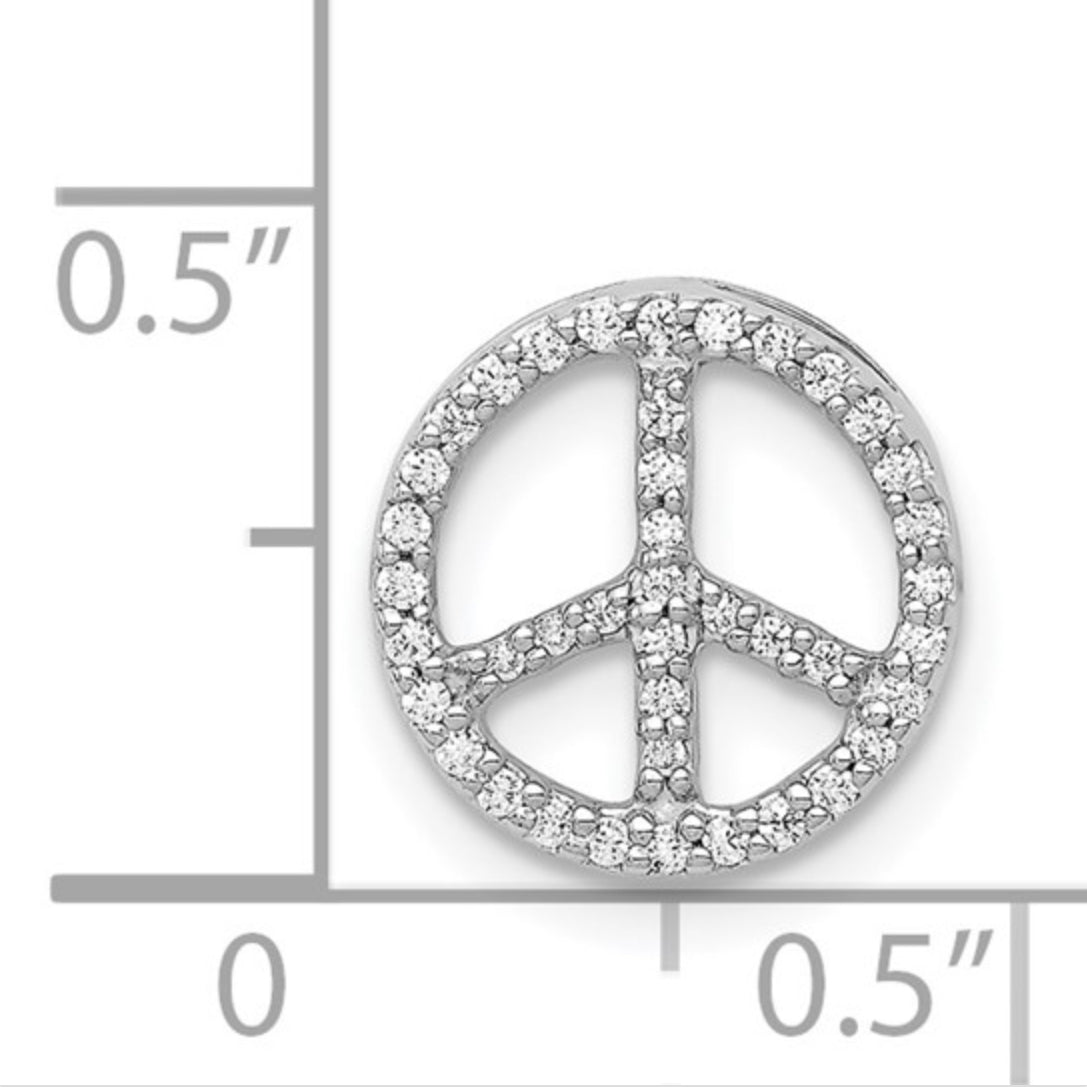 14K WHITE GOLD - LAB DIAMOND PEACE SIGN PENDANT