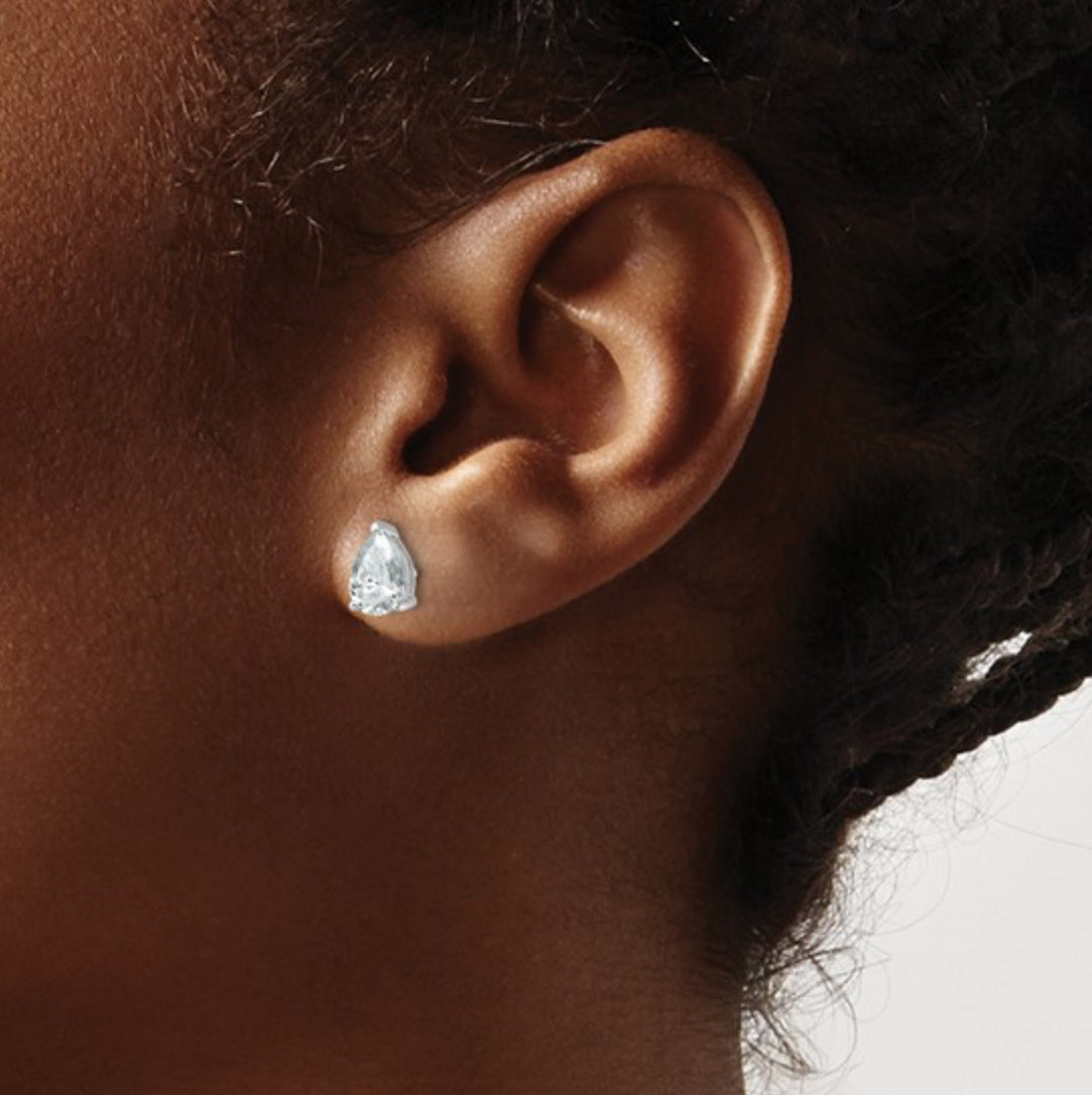 14K WHITE GOLD - LAB DIAMOND PEAR STUD EARRINGS