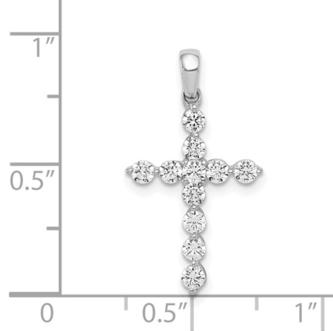 14K WHITE GOLD - LAB DIAMOND CROSS PENDANT 2/5CT