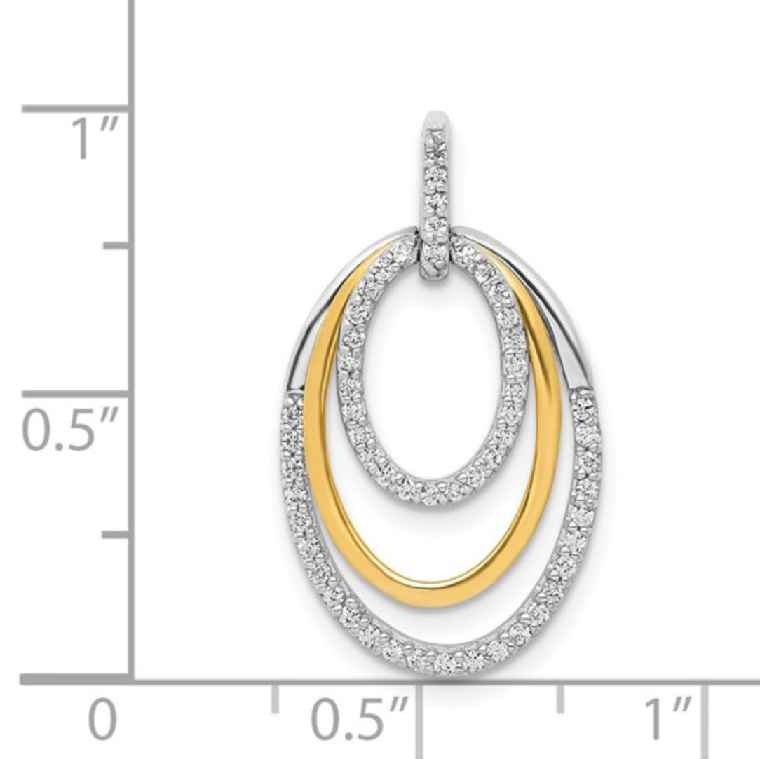 14K WHITE GOLD - LAB DIAMOND TRIPLE OVAL PENDANT 1/4CT