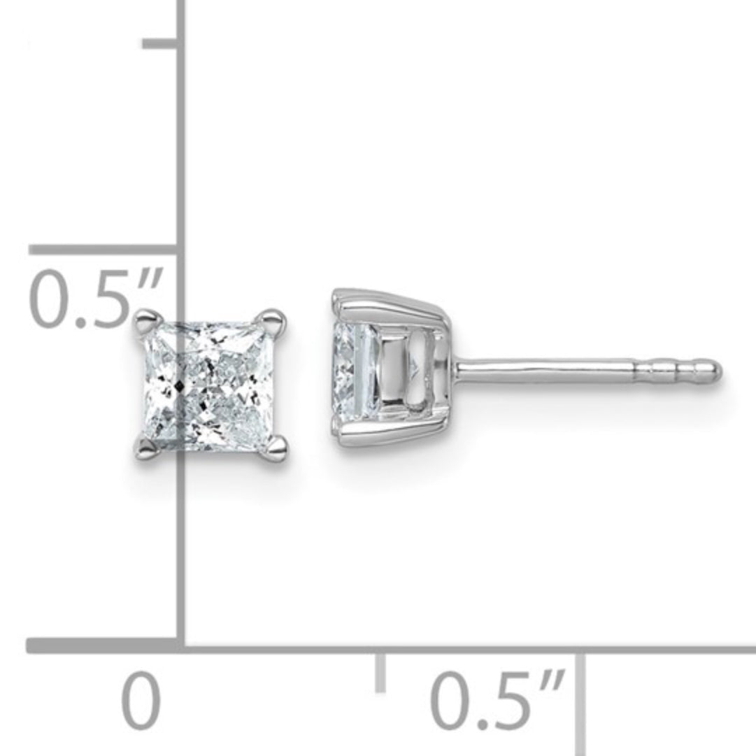 14K WHITE GOLD - LAB DIAMOND PRINCESS STUD EARRINGS