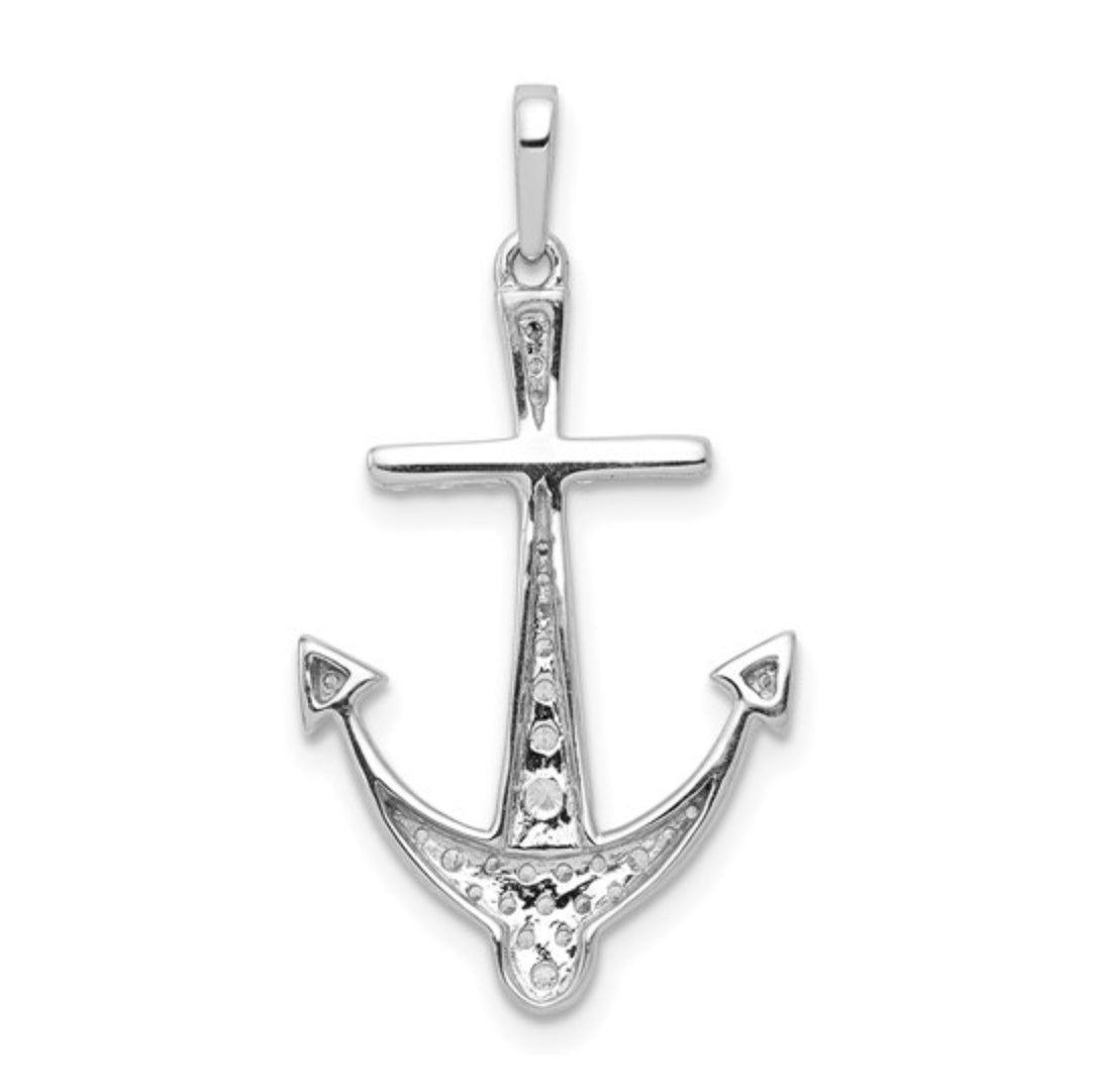 14K WHITE GOLD - LAB DIAMOND ANCHOR PENDANT