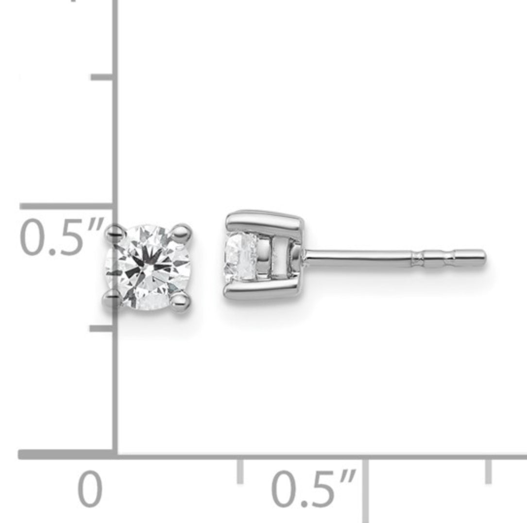 14K WHITE GOLD - LAB DIAMOND ROUND STUD EARRINGS