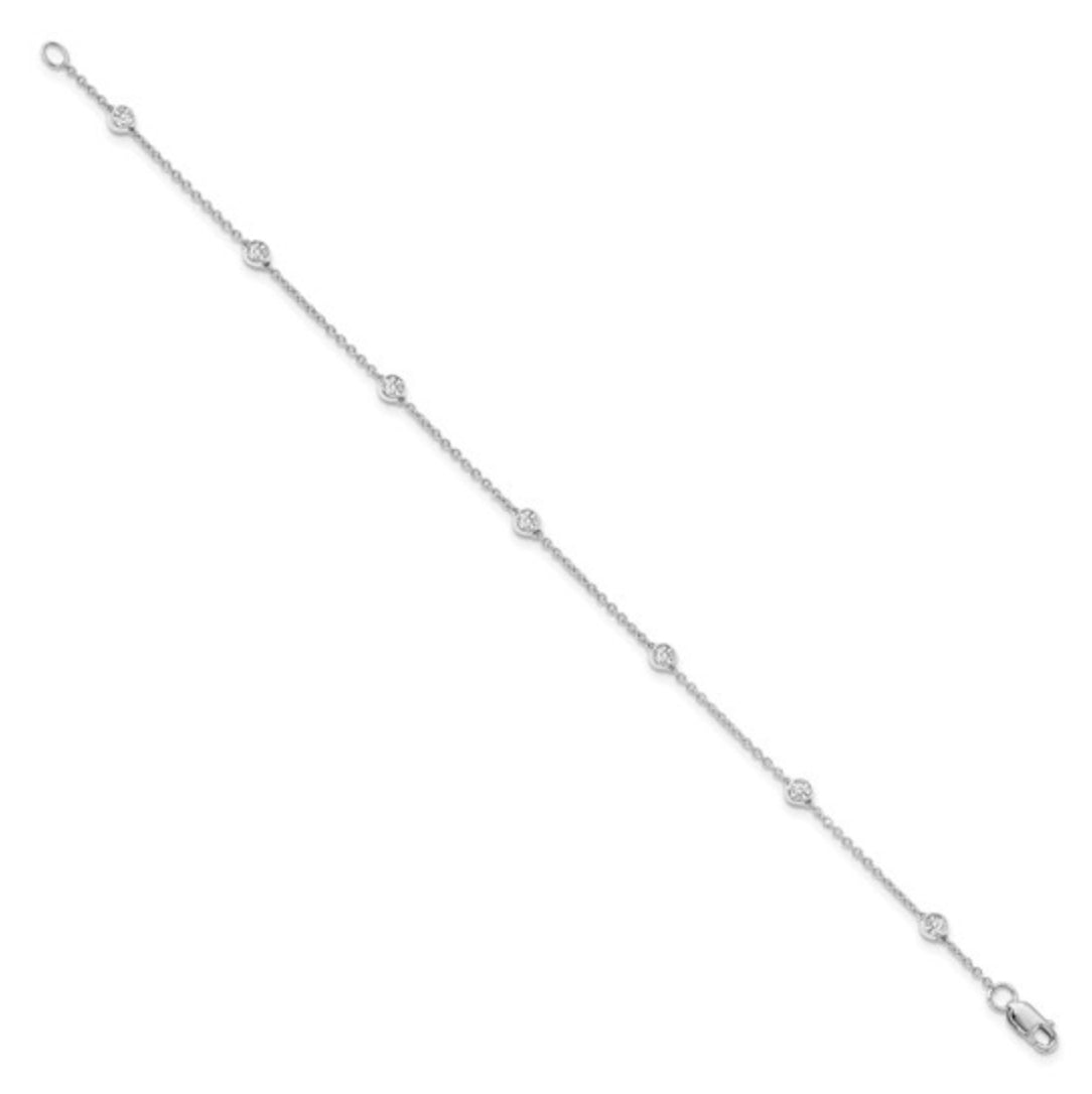 14K WHITE GOLD - LAB DIAMOND STATION ANKLET
