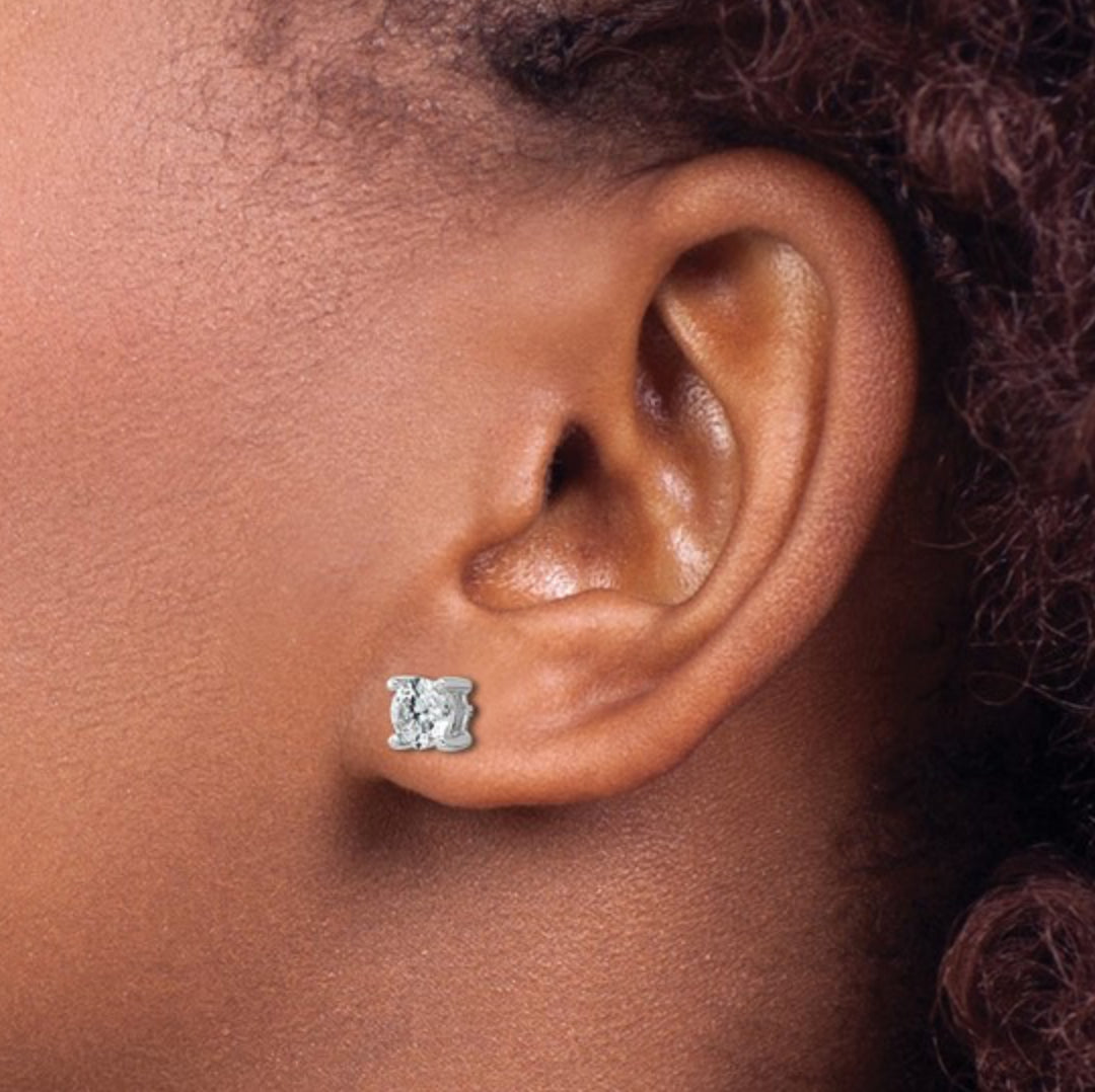 14K WHITE GOLD - LAB DIAMOND ROUND STUD EARRINGS