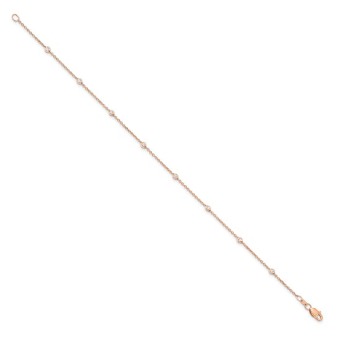 14K ROSE GOLD - LAB DIAMOND STATION ANKLET