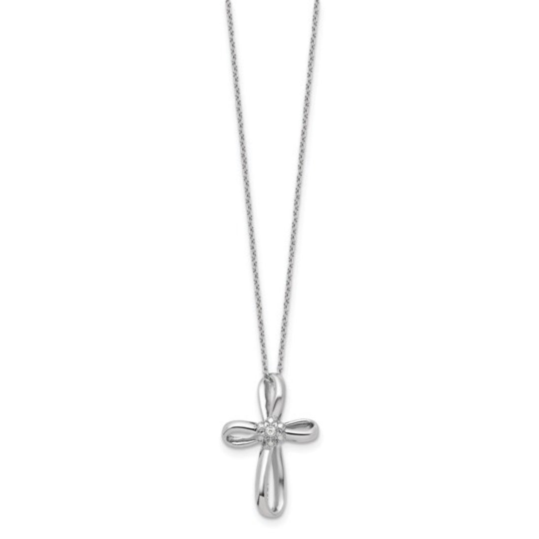 14K WHITE GOLD - LAB DIAMOND CROSS NECKLACE
