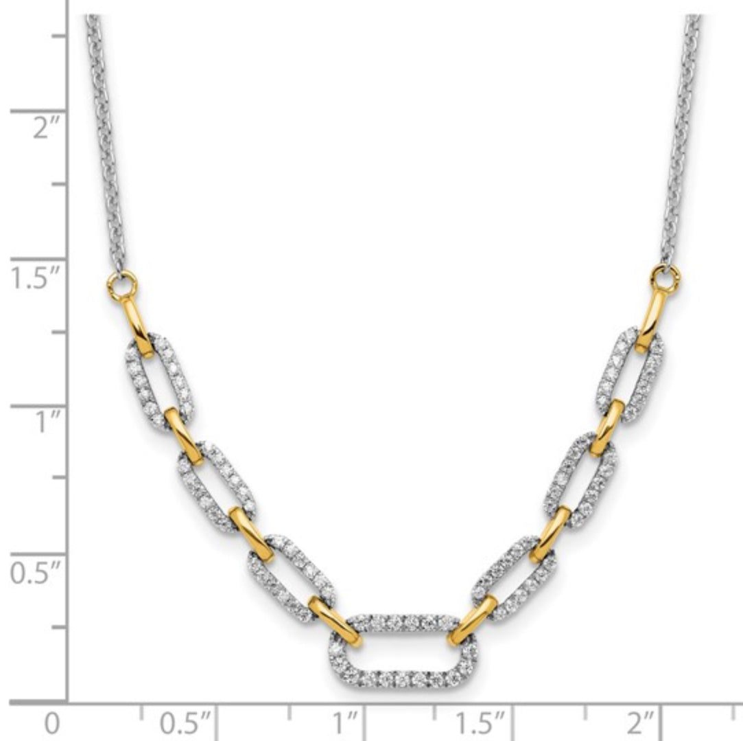 14K TWO-TONE GOLD - LAB DIAMOND FANCY LINK NECKLACE