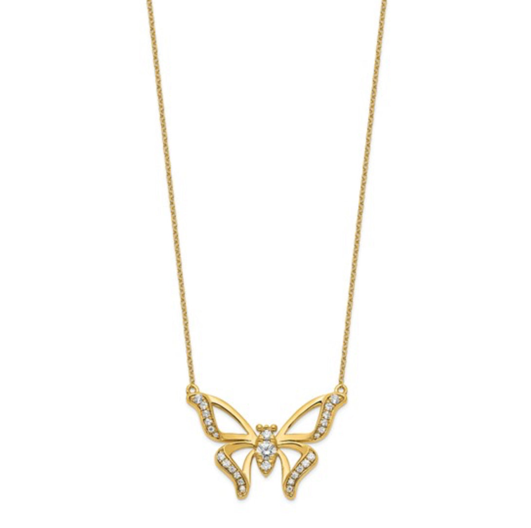 14K GOLD - LAB DIAMOND BUTTERFLY NECKLACE