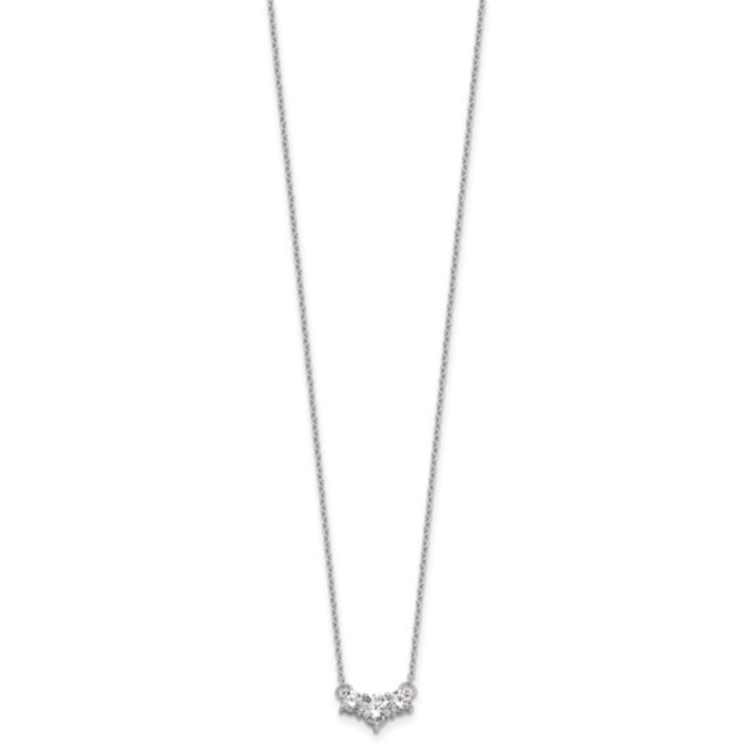 14K WHITE GOLD - LAB DIAMOND 3 STONE NECKLACE