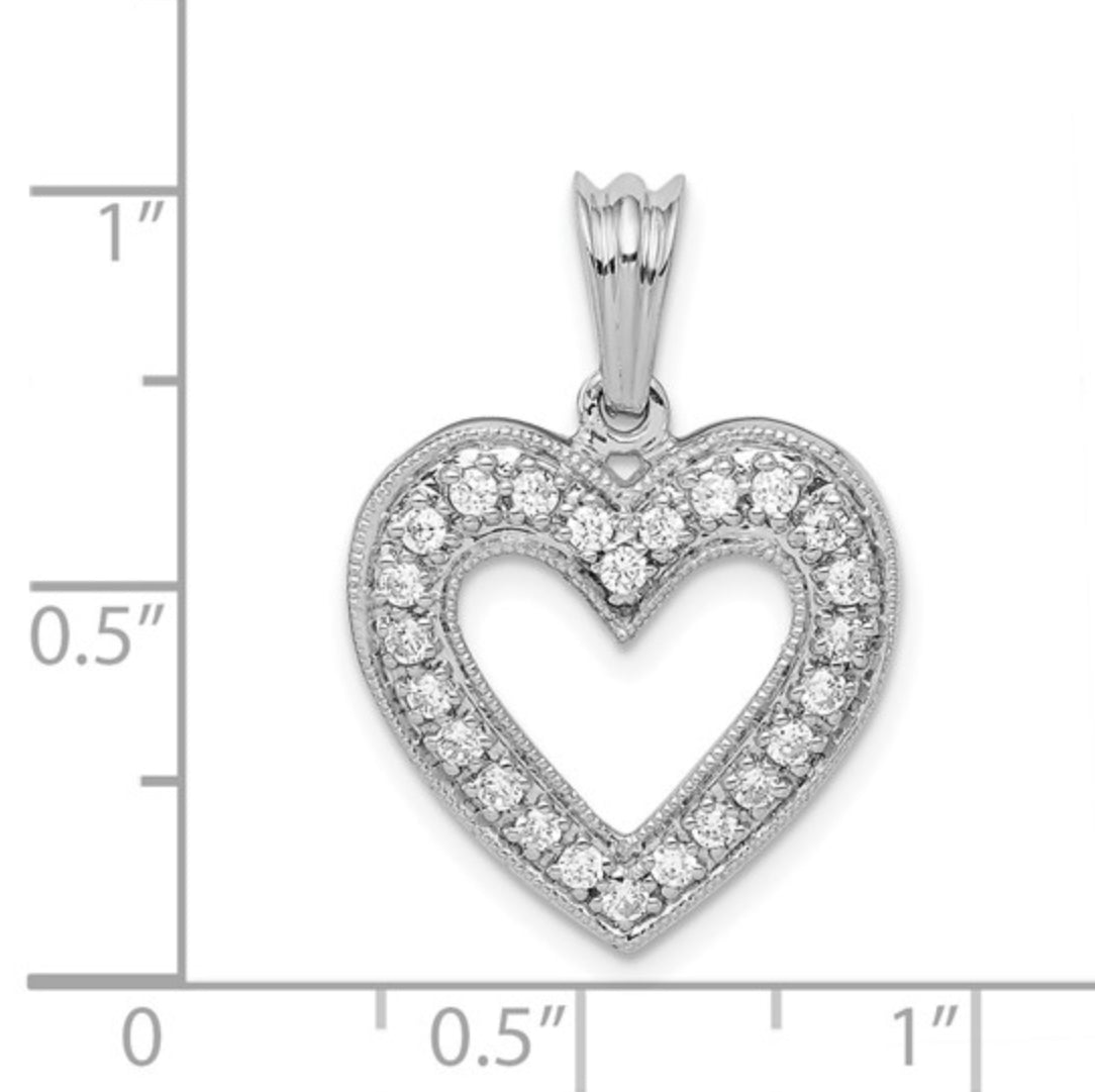 14K WHITE GOLD - LAB DIAMOND HEART PENDANT