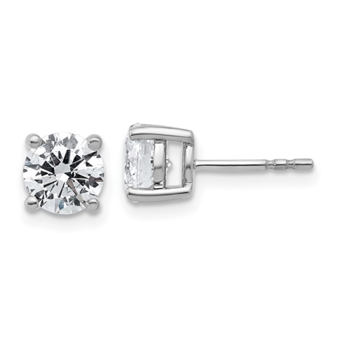 14K WHITE GOLD - LAB DIAMOND ROUND STUD EARRINGS