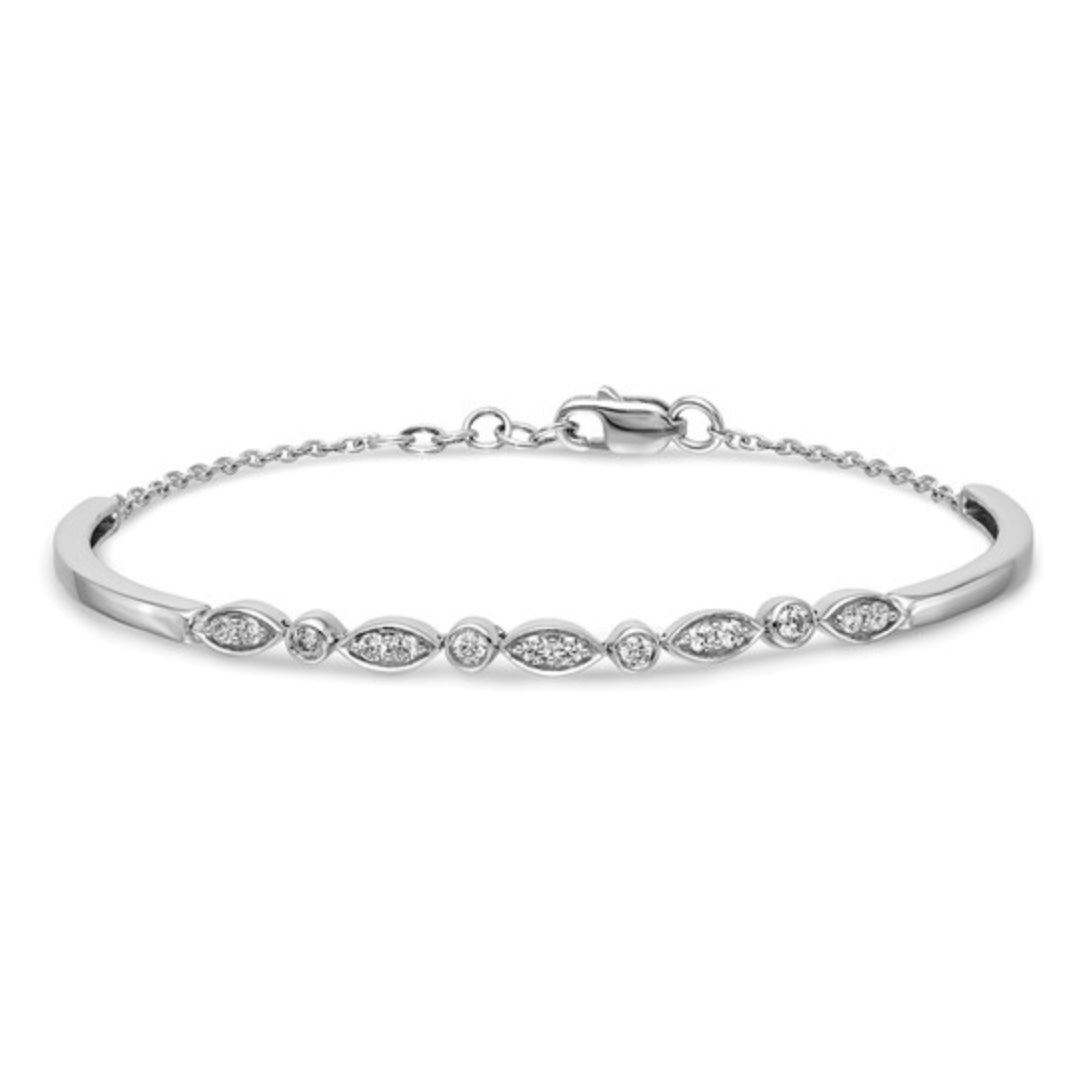 14K WHITE GOLD - LAB DIAMOND BANGLE BRACELET