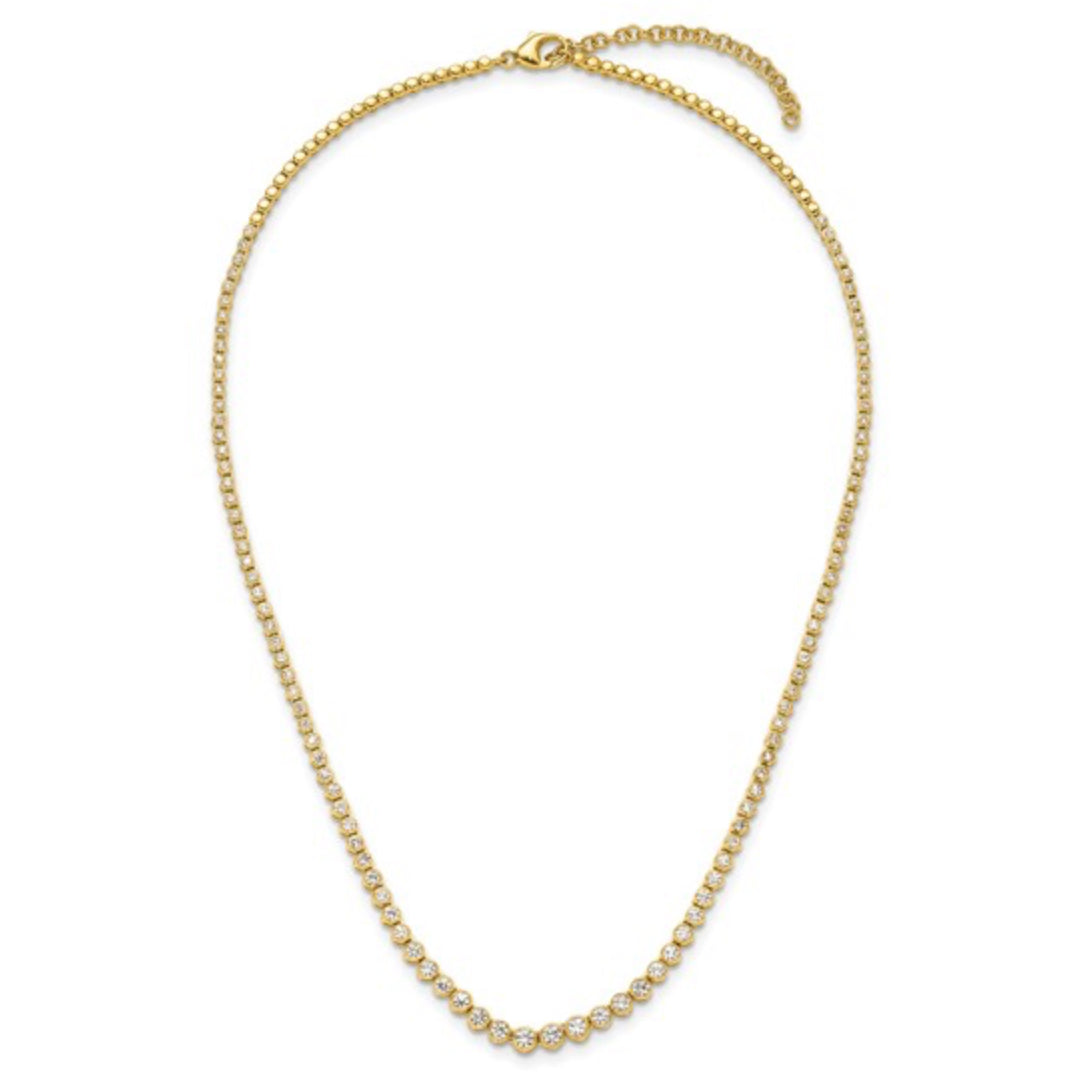 14K GOLD - LAB DIAMOND TENNIS BEZEL SET NECKLACE