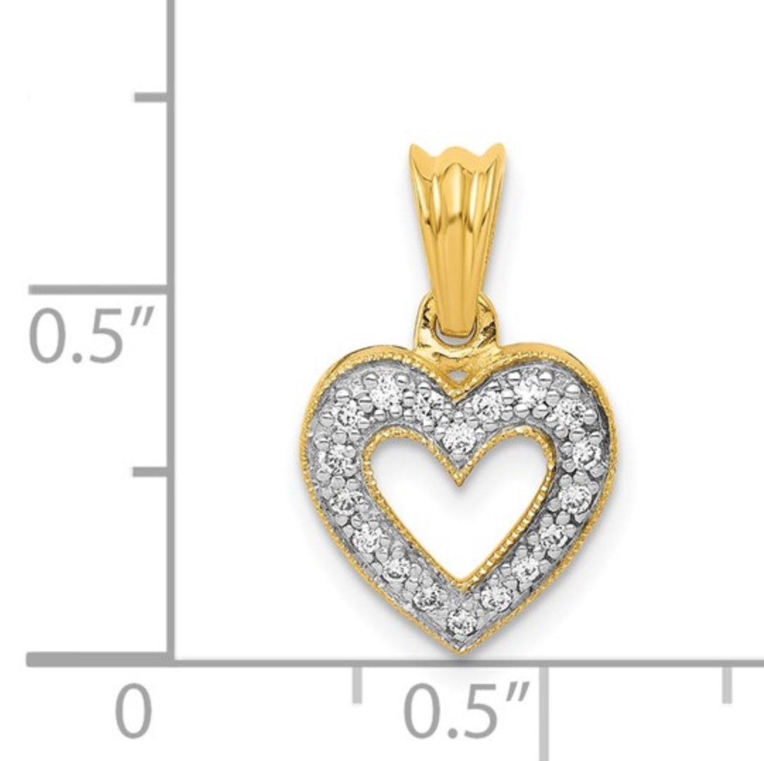 14K GOLD - LAB DIAMOND HEART PENDANT
