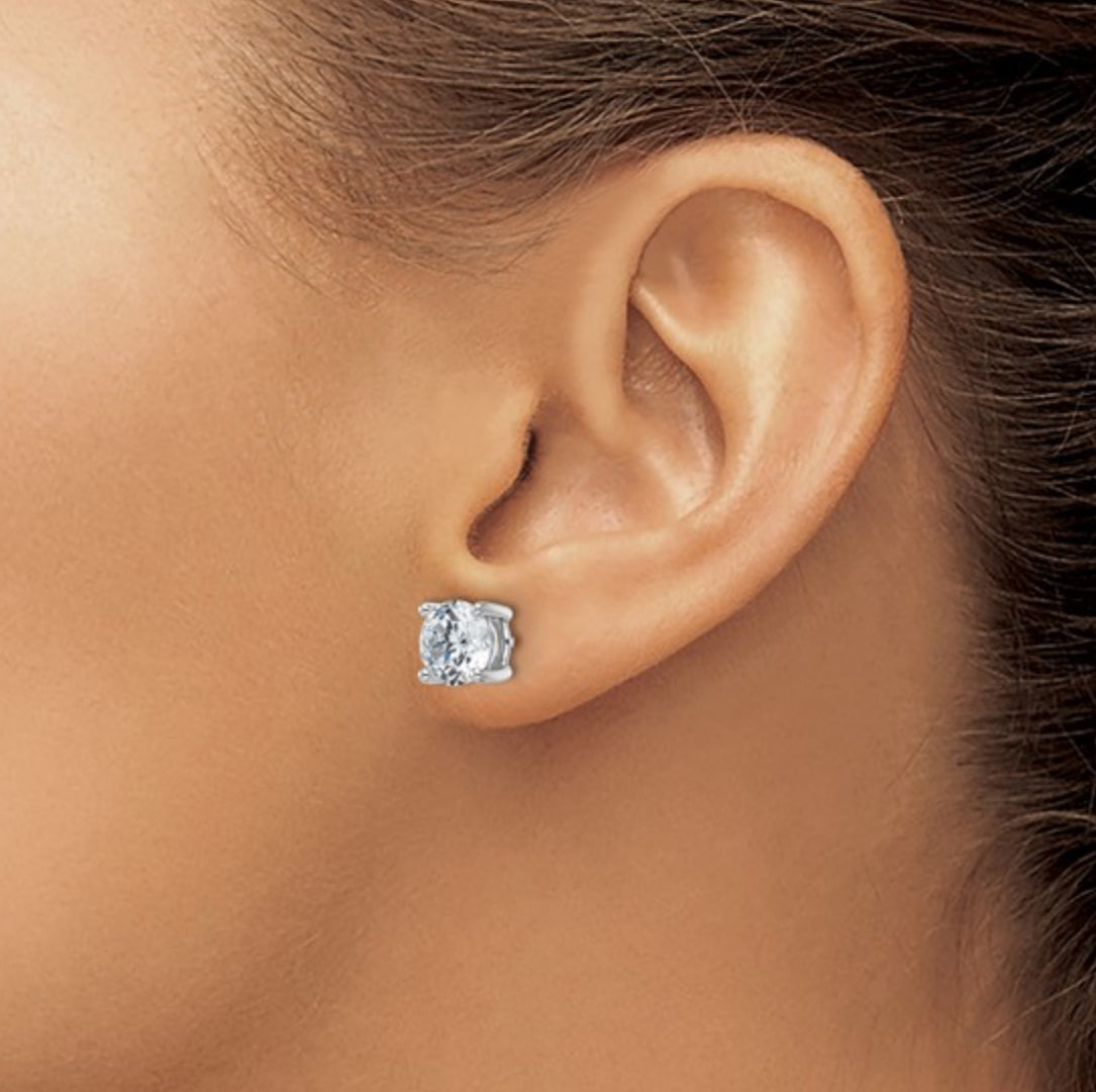 14K WHITE GOLD - LAB DIAMOND ROUND STUD EARRINGS