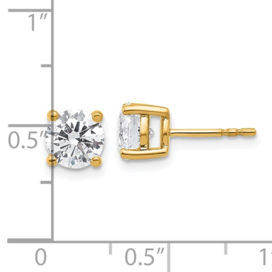 14K GOLD - LAB DIAMOND ROUND STUD EARRINGS