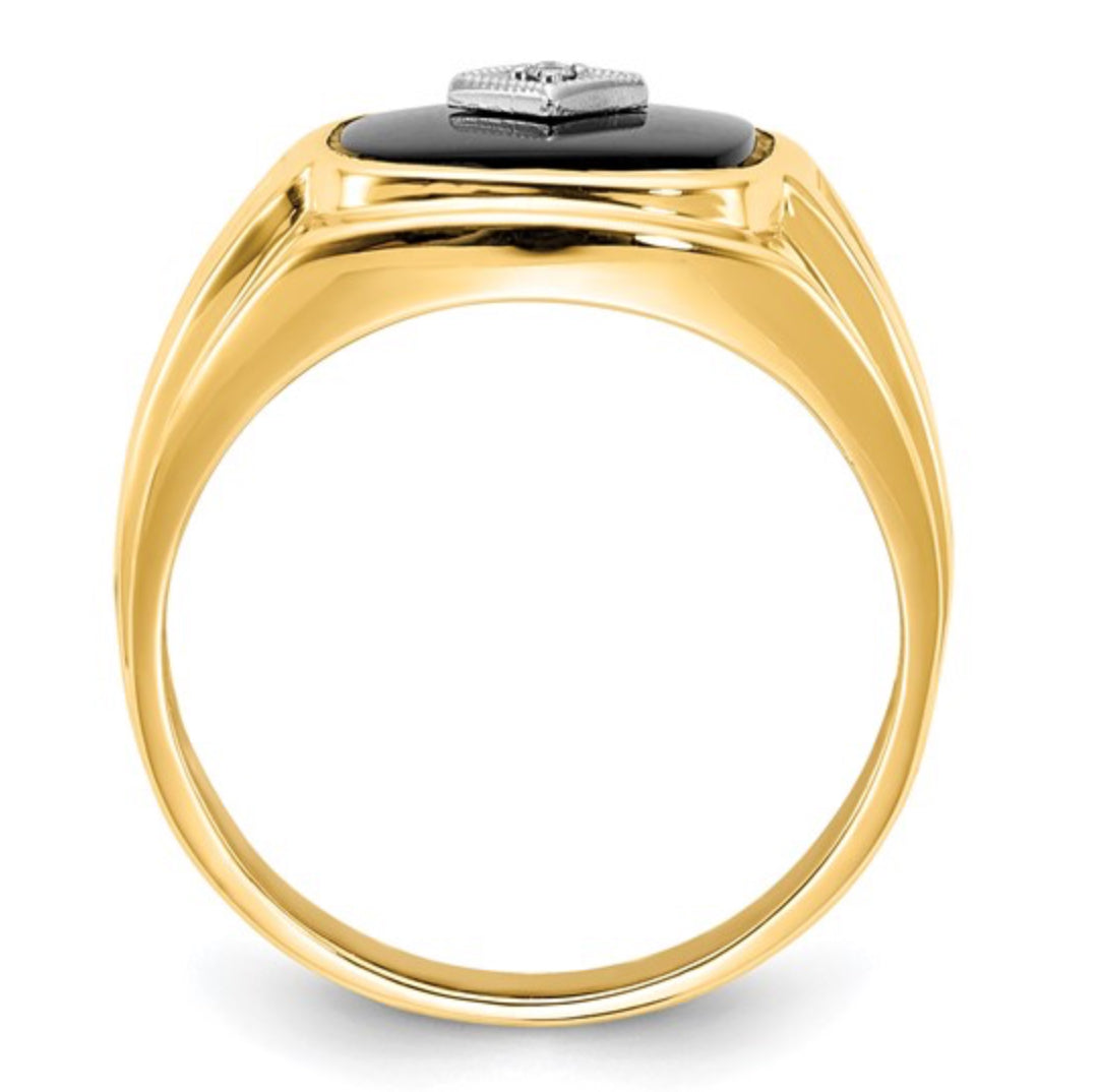 10K GOLD - MEN’S ONYX & DIAMOND RING