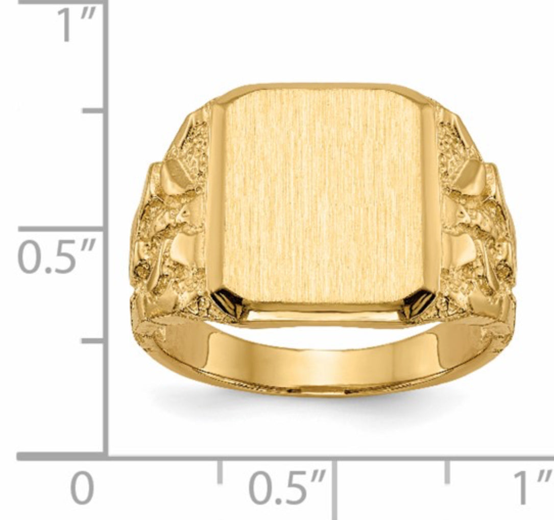 14K GOLD - FANCY SQUARE SIGNET RING