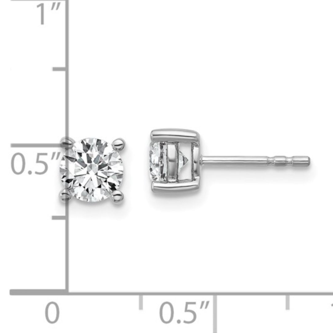 14K WHITE GOLD - LAB DIAMOND ROUND STUD EARRINGS