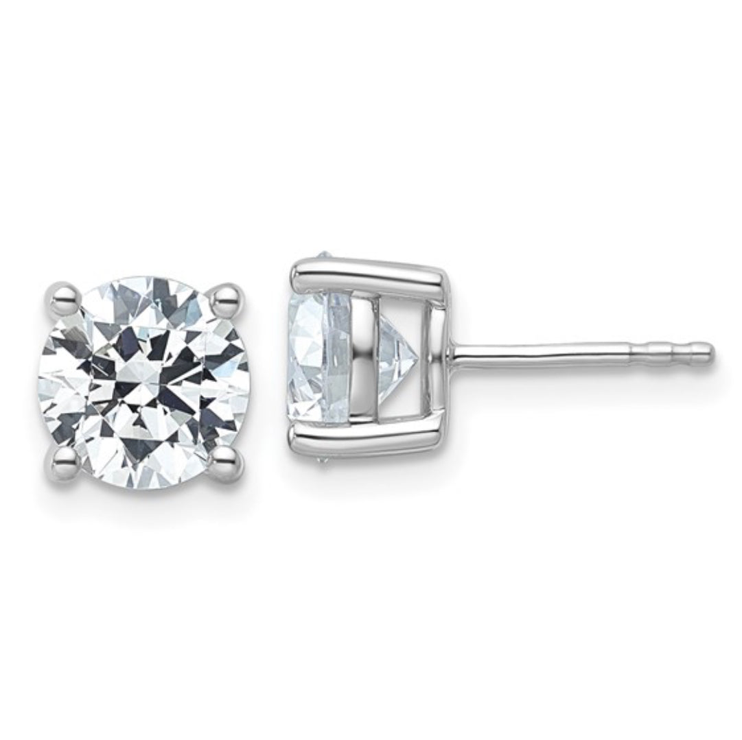 14K WHITE GOLD - LAB DIAMOND ROUND STUD EARRINGS