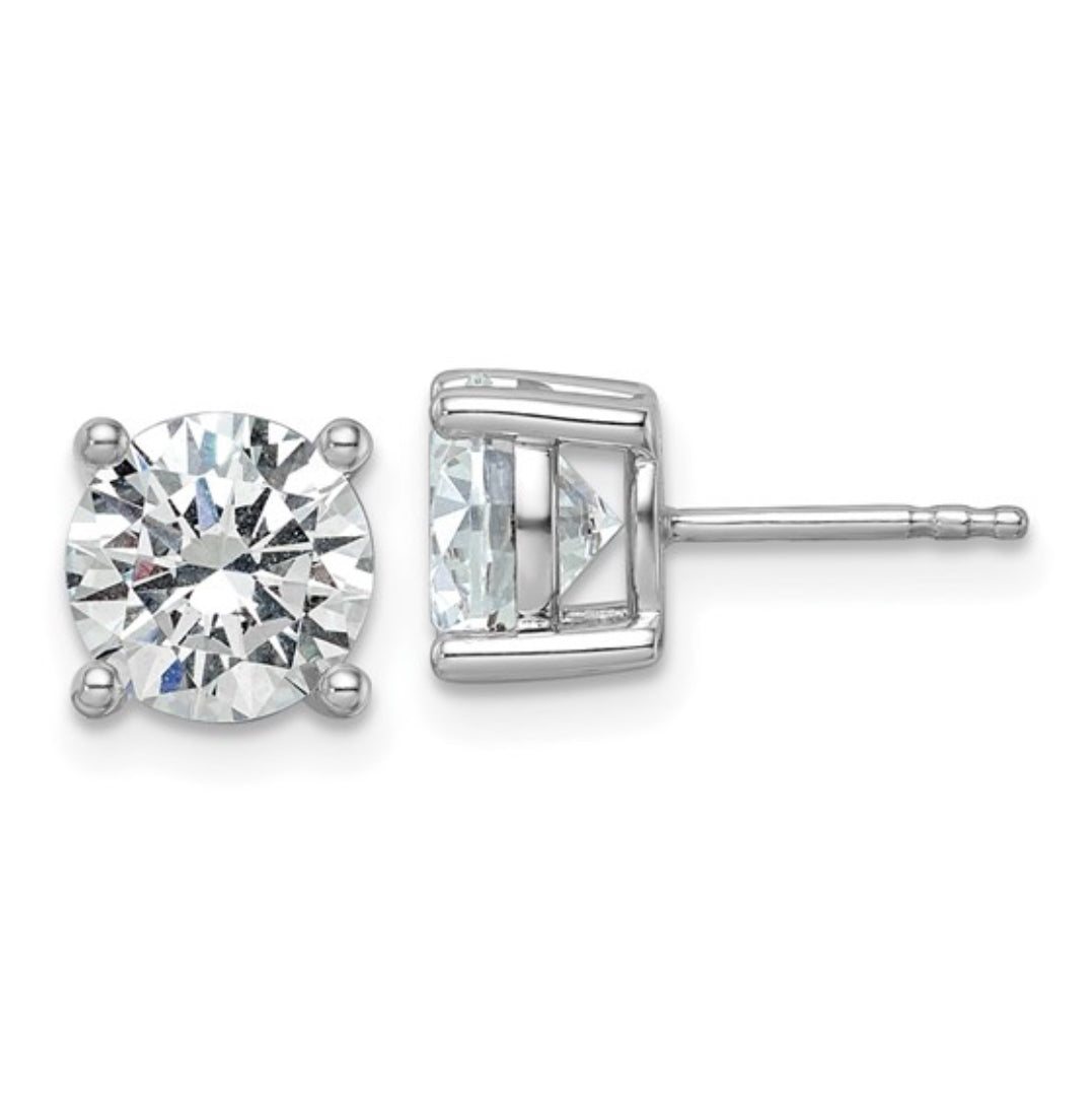 14K WHITE GOLD - LAB DIAMOND ROUND STUD EARRINGS