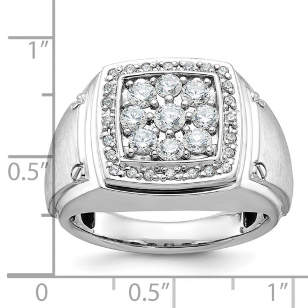 14K WHITE GOLD - DIAMOND SQUARE CLUSTER RING