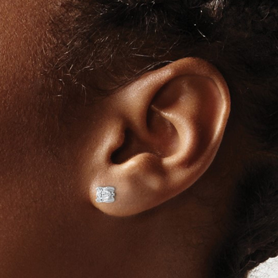 14K WHITE GOLD - LAB DIAMOND ROUND STUD EARRINGS