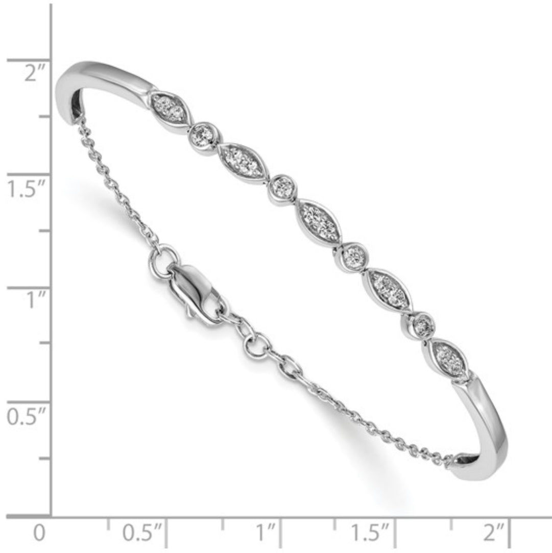 14K WHITE GOLD - LAB DIAMOND BANGLE BRACELET