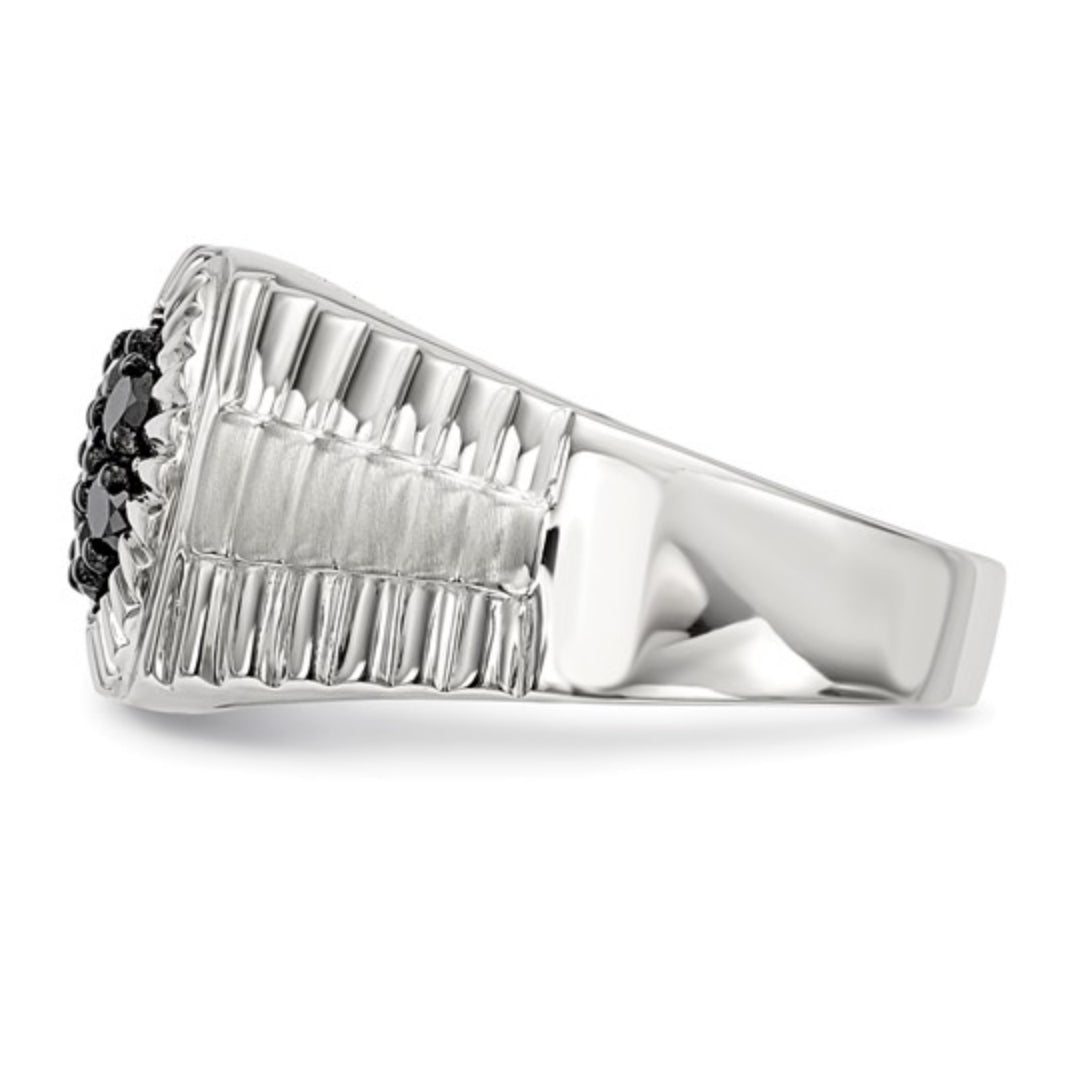 STERLING SILVER - BLACK DIAMOND SATIN RING