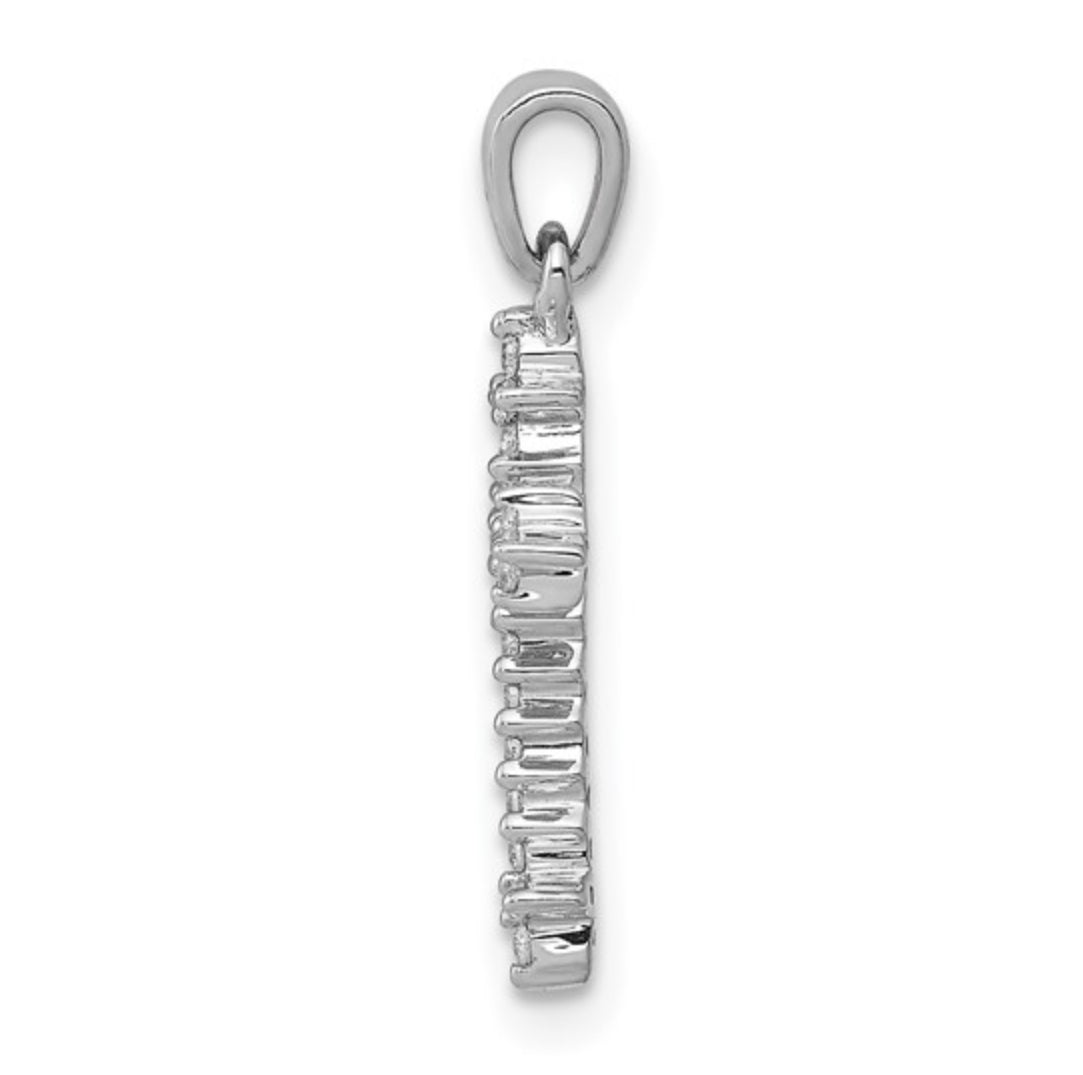 14K WHITE GOLD - LAB DIAMOND FLEUR DE LIS CROSS PENDANT
