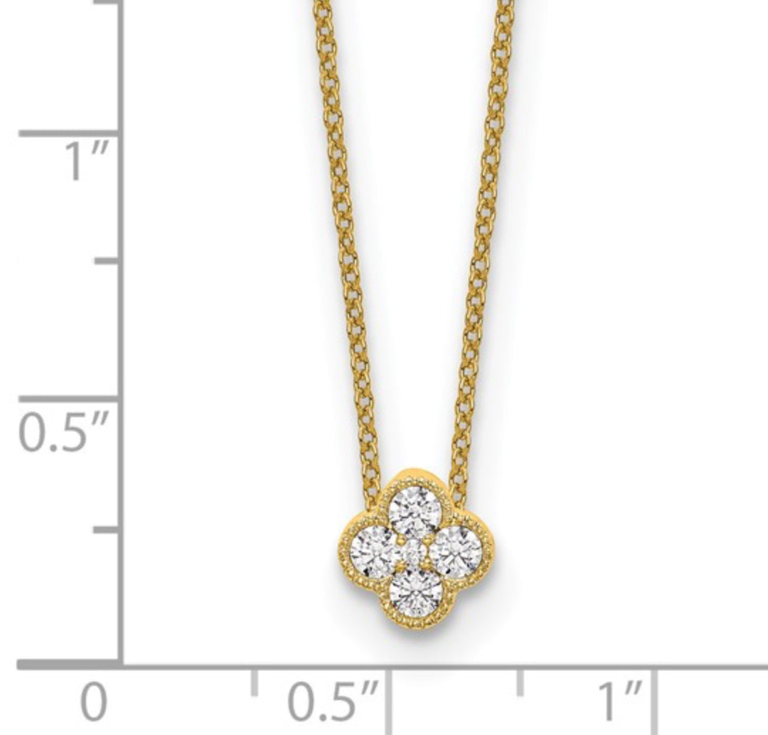 14K GOLD - LAB DIAMOND BLOOM NECKLACE