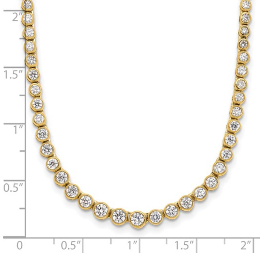 14K GOLD - LAB DIAMOND TENNIS BEZEL SET NECKLACE