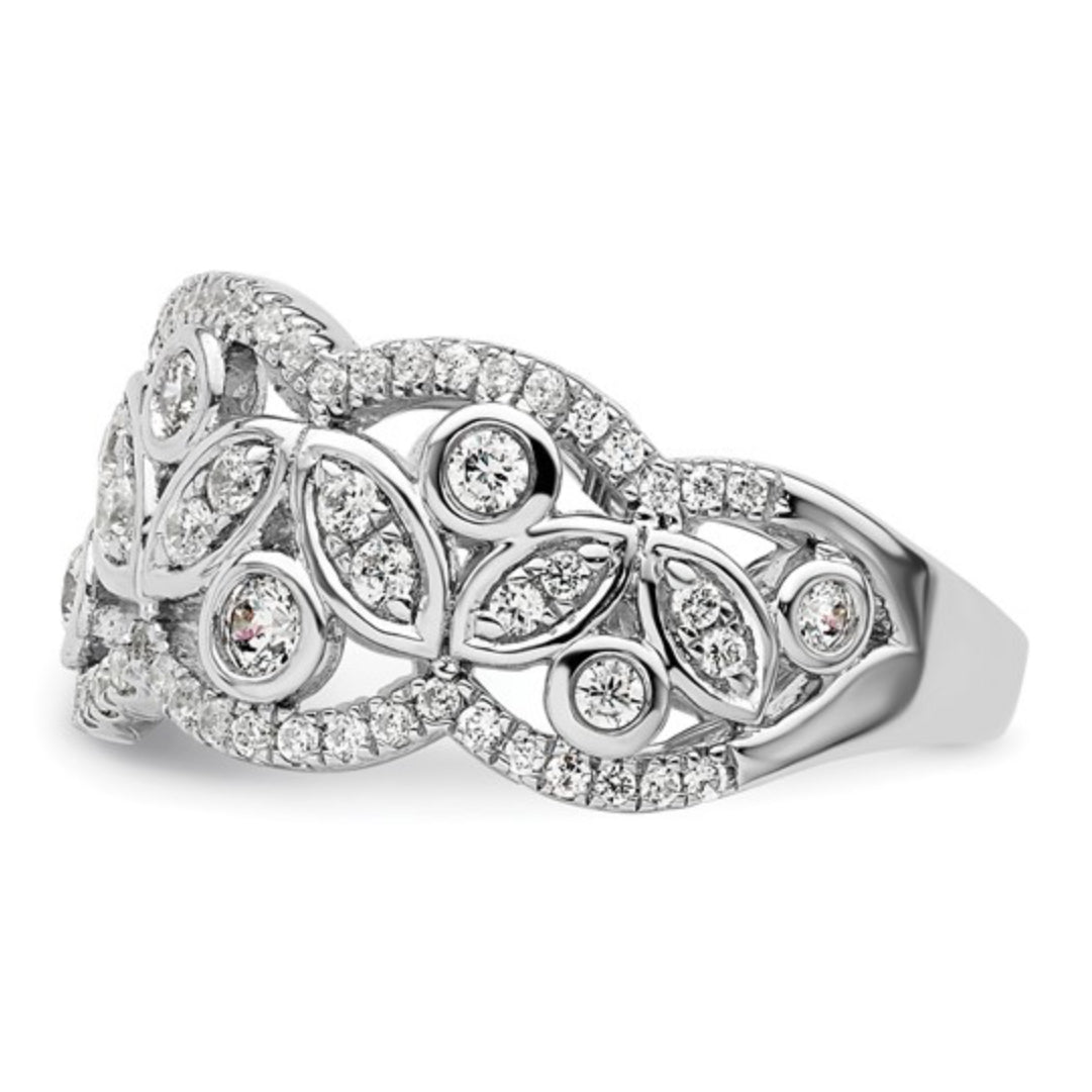 14K GOLD - LAB DIAMOND LEAF FASHION RING