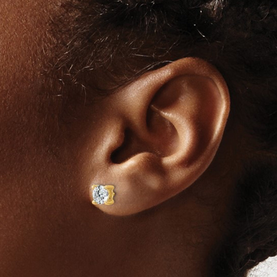 14K GOLD - LAB DIAMOND ROUND STUD EARRINGS