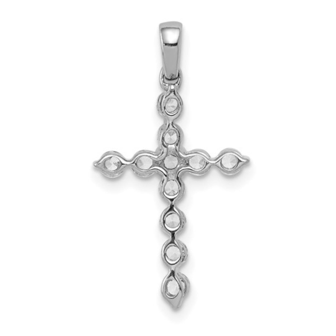 14K WHITE GOLD - LAB DIAMOND CROSS PENDANT 2/5CT