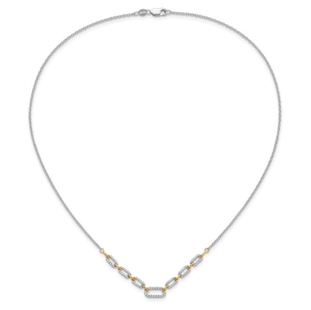 14K TWO-TONE GOLD - LAB DIAMOND FANCY LINK NECKLACE