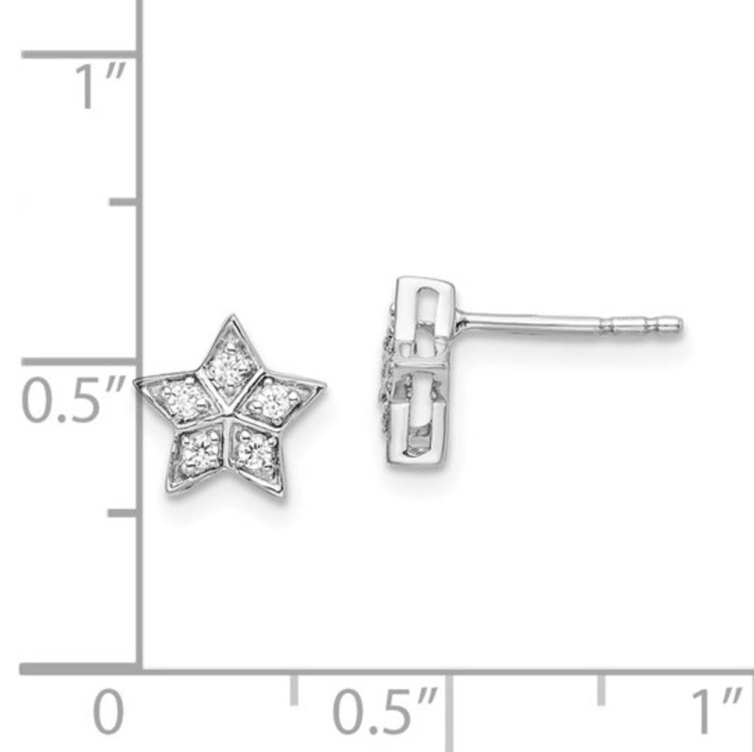 14K WHITE GOLD - LAB DIAMOND STAR POST EARRINGS